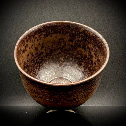 艺术保存指定作家 美国大都会艺术博物馆参展作家 二世水野寿山（Mizuno Juzan）作 铁砂釉茶碗 和风岩石杯 陈年酒用酒器 #421