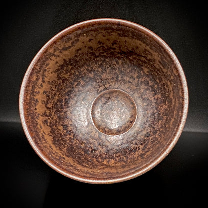 艺术保存指定作家 美国大都会艺术博物馆参展作家 二世水野寿山（Mizuno Juzan）作 铁砂釉茶碗 和风岩石杯 陈年酒用酒器 #421