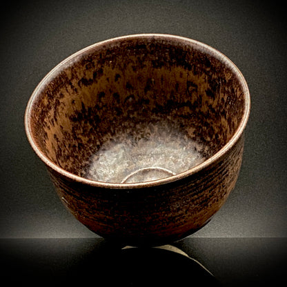 艺术保存指定作家 美国大都会艺术博物馆参展作家 二世水野寿山（Mizuno Juzan）作 铁砂釉茶碗 和风岩石杯 陈年酒用酒器 #421
