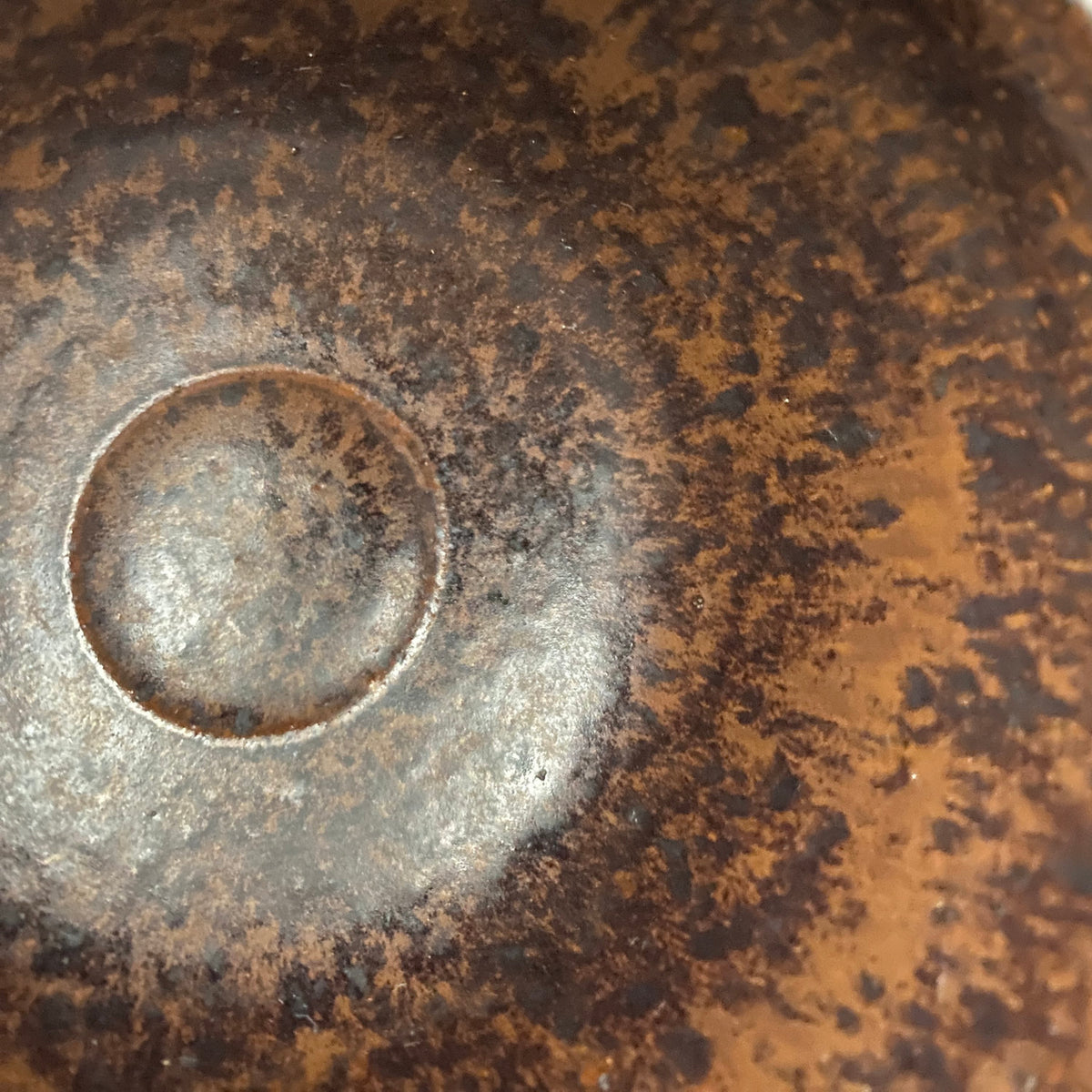 艺术保存指定作家 美国大都会艺术博物馆参展作家 二世水野寿山（Mizuno Juzan）作 铁砂釉茶碗 和风岩石杯 陈年酒用酒器 #421