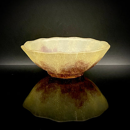 米国コーニングガラス美術館収蔵作家 パリ・ポンピドゥー・センター「前衛芸術の日本」展出品 各務 満 『くりすたる茶盌』 赤紫色彩 つや消し 氷皿・菓子皿見立て #466