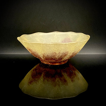 米国コーニングガラス美術館収蔵作家 パリ・ポンピドゥー・センター「前衛芸術の日本」展出品 各務 満 『くりすたる茶盌』 赤紫色彩 つや消し 氷皿・菓子皿見立て #466