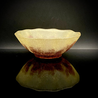 米国コーニングガラス美術館収蔵作家 パリ・ポンピドゥー・センター「前衛芸術の日本」展出品 各務 満 『くりすたる茶盌』 赤紫色彩 つや消し 氷皿・菓子皿見立て #466