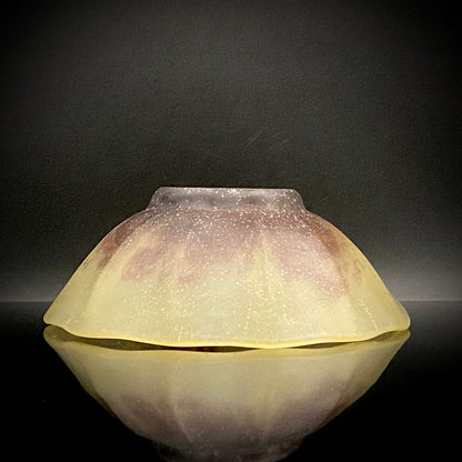 米国コーニングガラス美術館収蔵作家 パリ・ポンピドゥー・センター「前衛芸術の日本」展出品 各務 満 『くりすたる茶盌』 赤紫色彩 つや消し 氷皿・菓子皿見立て #466
