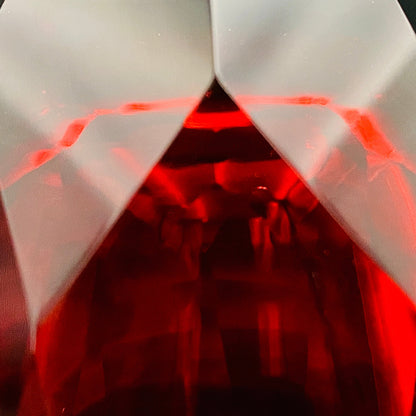 Hand-blown Art Glass by Hisatoshi Iwata, Kin-aka Kiriko (Gold Ruby Glass) Rocks Glass, 1 Piece, #160