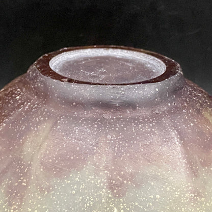 米国コーニングガラス美術館収蔵作家 パリ・ポンピドゥー・センター「前衛芸術の日本」展出品 各務 満 『くりすたる茶盌』 赤紫色彩 つや消し 氷皿・菓子皿見立て #466