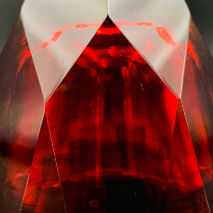 Hand-blown Art Glass by Hisatoshi Iwata, Kin-aka Kiriko (Gold Ruby Glass) Rocks Glass, 1 Piece, #160