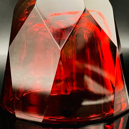Hand-blown Art Glass by Hisatoshi Iwata, Kin-aka Kiriko (Gold Ruby Glass) Rocks Glass, 1 Piece, #160
