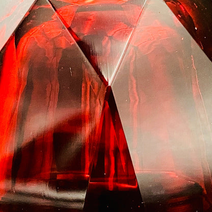 Hand-blown Art Glass by Hisatoshi Iwata, Kin-aka Kiriko (Gold Ruby Glass) Rocks Glass, 1 Piece, #160