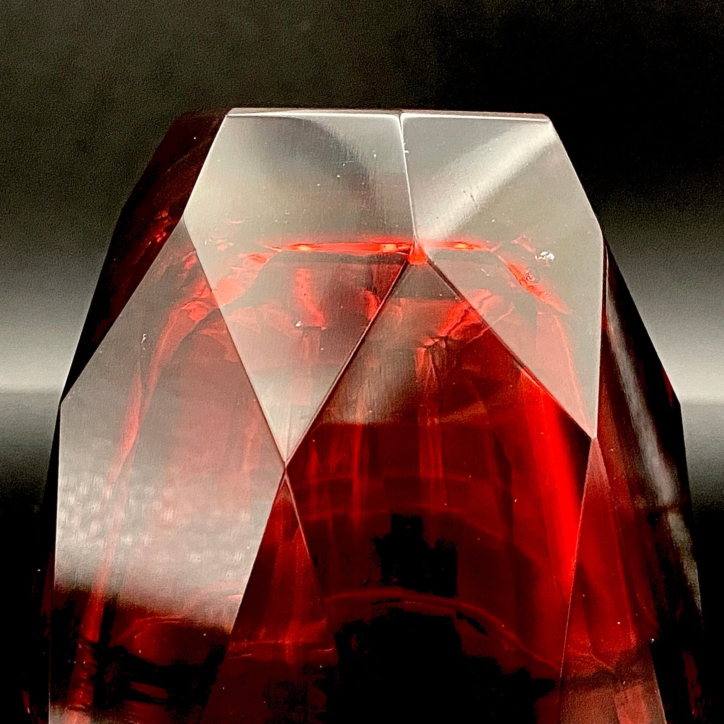 Hand-blown Art Glass by Hisatoshi Iwata, Kin-aka Kiriko (Gold Ruby Glass) Rocks Glass, 1 Piece, #160
