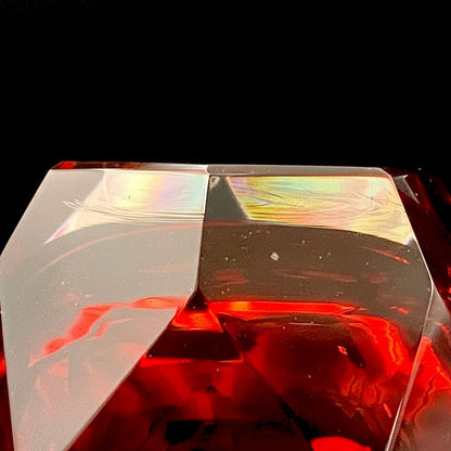 Hand-blown Art Glass by Hisatoshi Iwata, Kin-aka Kiriko (Gold Ruby Glass) Rocks Glass, 1 Piece, #160