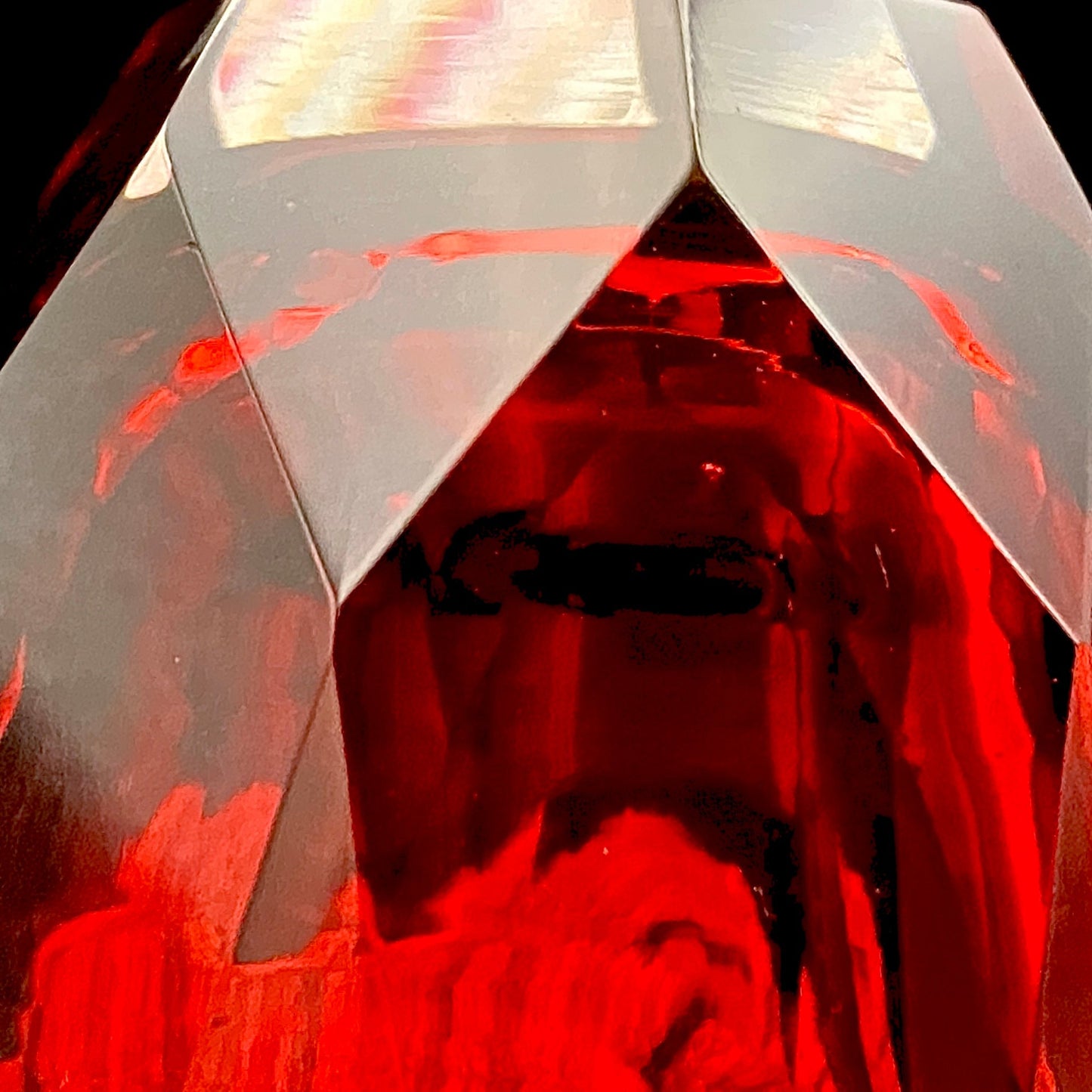 Hand-blown Art Glass by Hisatoshi Iwata, Kin-aka Kiriko (Gold Ruby Glass) Rocks Glass, 1 Piece, #160