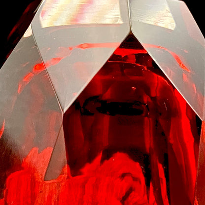 Hand-blown Art Glass by Hisatoshi Iwata, Kin-aka Kiriko (Gold Ruby Glass) Rocks Glass, 1 Piece, #160