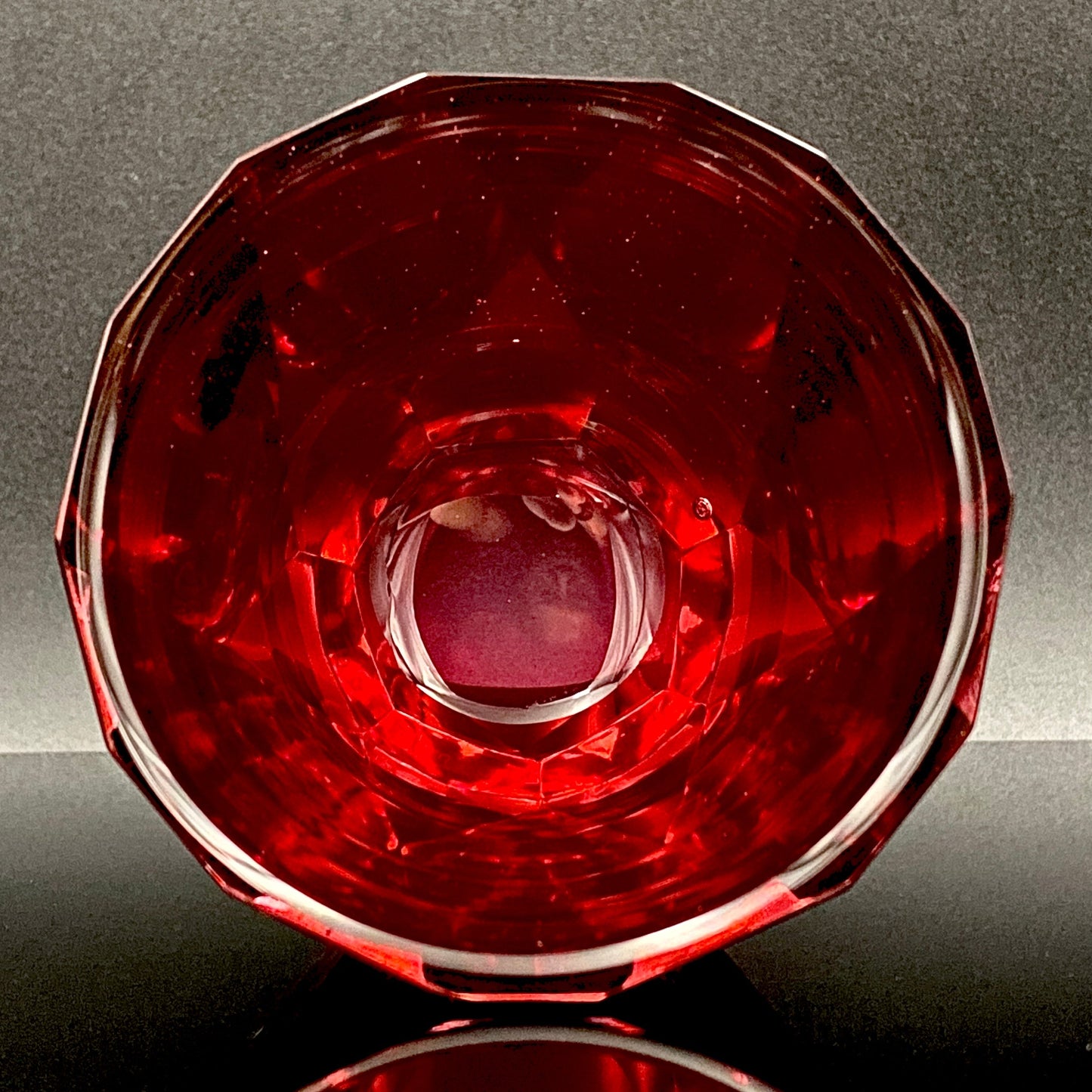 Hand-blown Art Glass by Hisatoshi Iwata, Kin-aka Kiriko (Gold Ruby Glass) Rocks Glass, 1 Piece, #160