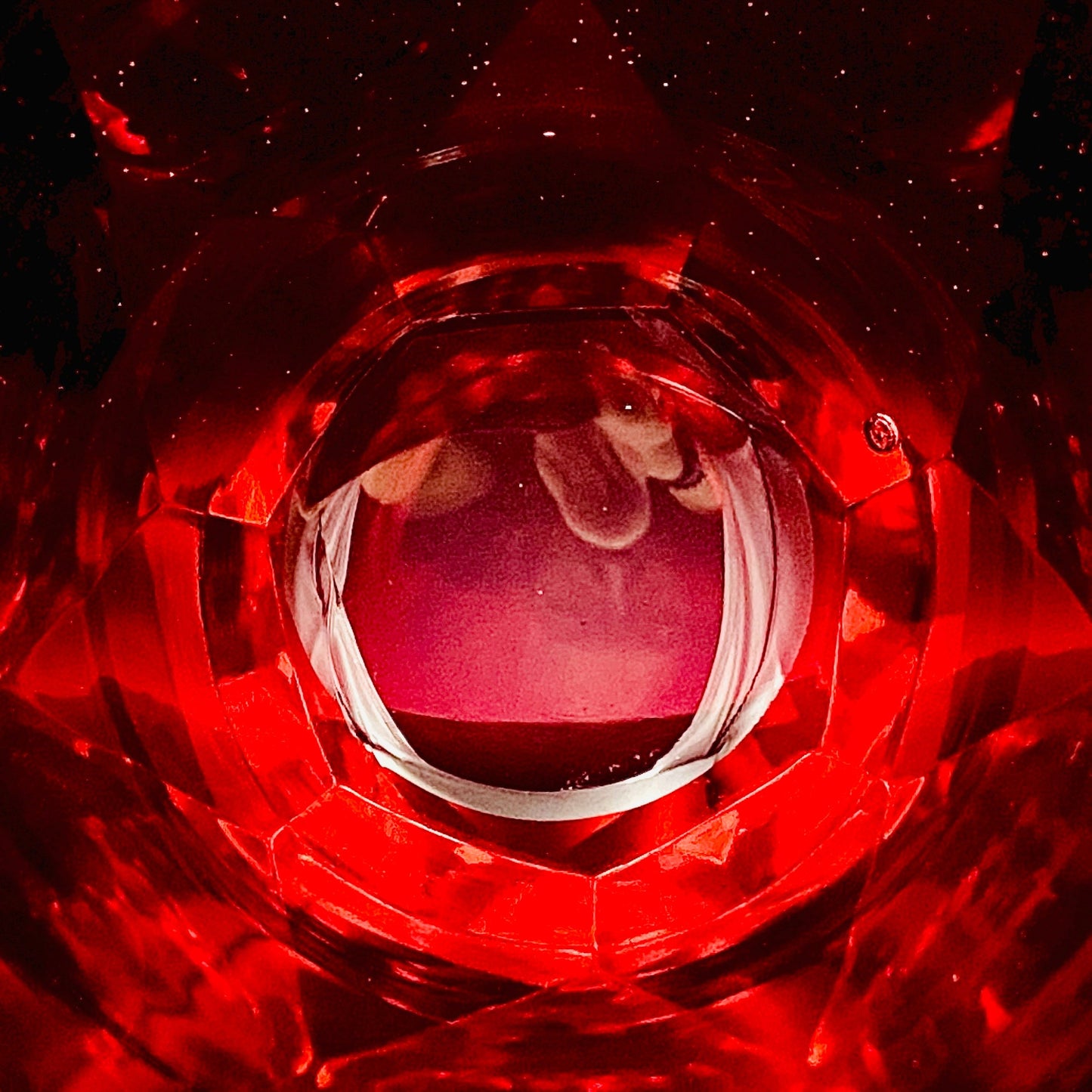 Hand-blown Art Glass by Hisatoshi Iwata, Kin-aka Kiriko (Gold Ruby Glass) Rocks Glass, 1 Piece, #160