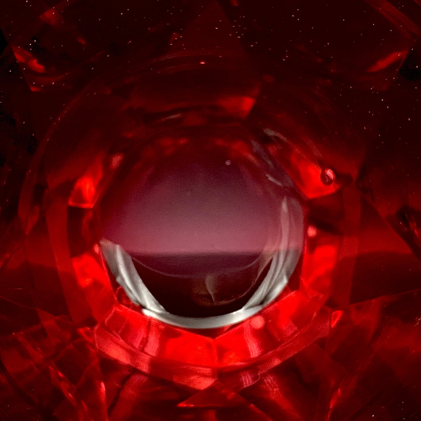 Hand-blown Art Glass by Hisatoshi Iwata, Kin-aka Kiriko (Gold Ruby Glass) Rocks Glass, 1 Piece, #160