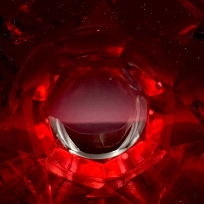 Hand-blown Art Glass by Hisatoshi Iwata, Kin-aka Kiriko (Gold Ruby Glass) Rocks Glass, 1 Piece, #160