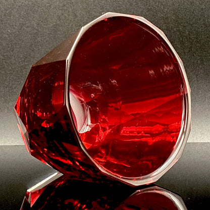 Hand-blown Art Glass by Hisatoshi Iwata, Kin-aka Kiriko (Gold Ruby Glass) Rocks Glass, 1 Piece, #160