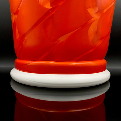 Vibrant Scarlet Pulse: Hand-Blown Glass Masterpiece, Aka-Yahazu "Scarlet Flame" Ice Bowl #164