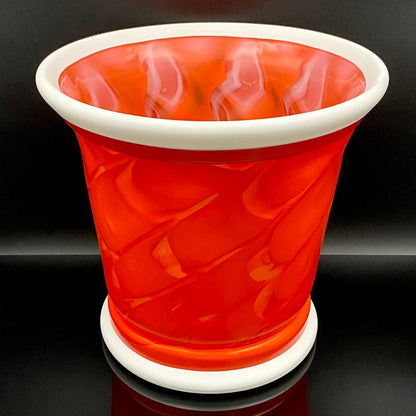 Vibrant Scarlet Pulse: Hand-Blown Glass Masterpiece, Aka-Yahazu "Scarlet Flame" Ice Bowl #164