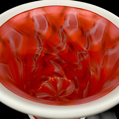 Vibrant Scarlet Pulse: Hand-Blown Glass Masterpiece, Aka-Yahazu "Scarlet Flame" Ice Bowl #164