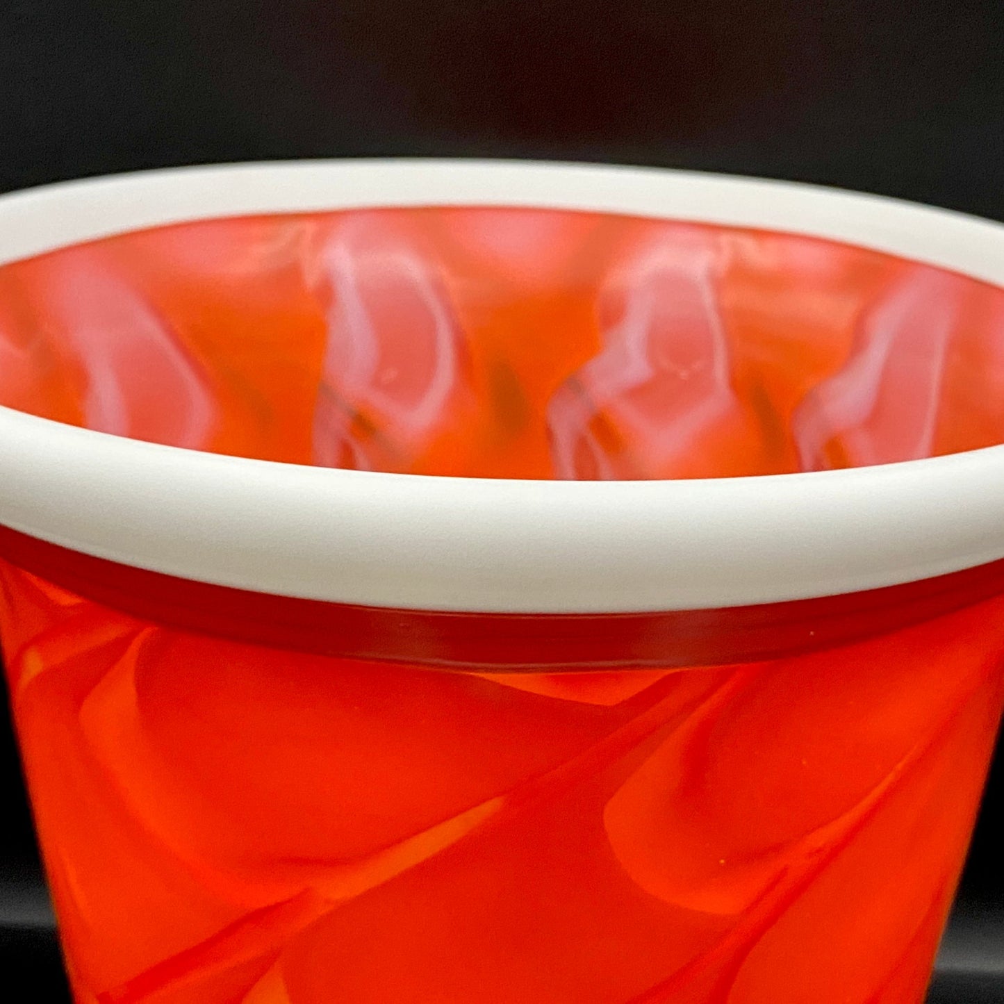 Vibrant Scarlet Pulse: Hand-Blown Glass Masterpiece, Aka-Yahazu "Scarlet Flame" Ice Bowl #164