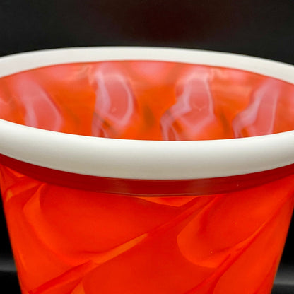 Vibrant Scarlet Pulse: Hand-Blown Glass Masterpiece, Aka-Yahazu "Scarlet Flame" Ice Bowl #164