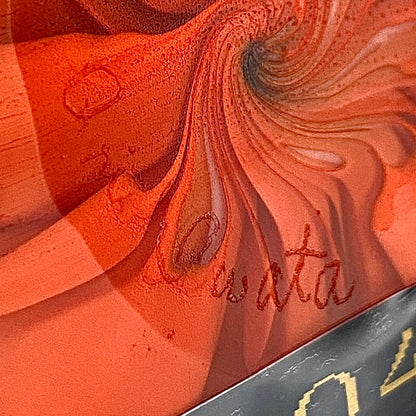 Vibrant Scarlet Pulse: Hand-Blown Glass Masterpiece, Aka-Yahazu "Scarlet Flame" Ice Bowl #164