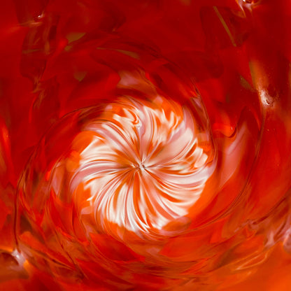 Vibrant Scarlet Pulse: Hand-Blown Glass Masterpiece, Aka-Yahazu "Scarlet Flame" Ice Bowl #164