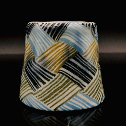 内田 泰秀 晩年成熟期の傑作、失われた幻の技法「表裏貫通錦練上手」陶製ショットグラス #168