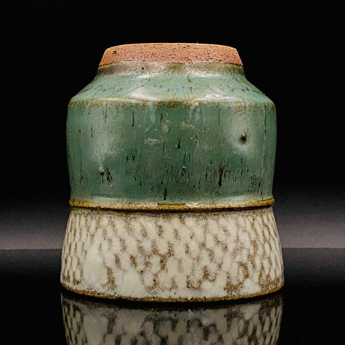 人间国宝 岛冈达三（Shimaoka Tatsuzo） 晚年杰作 绳文象嵌盐釉 夫妇汤吞 威士忌杯 两件套 #170