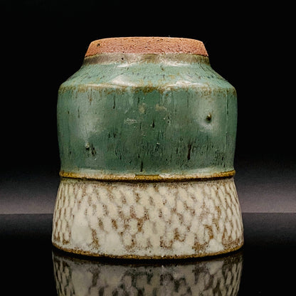 人间国宝 岛冈达三（Shimaoka Tatsuzo） 晚年杰作 绳文象嵌盐釉 夫妇汤吞 威士忌杯 两件套 #170