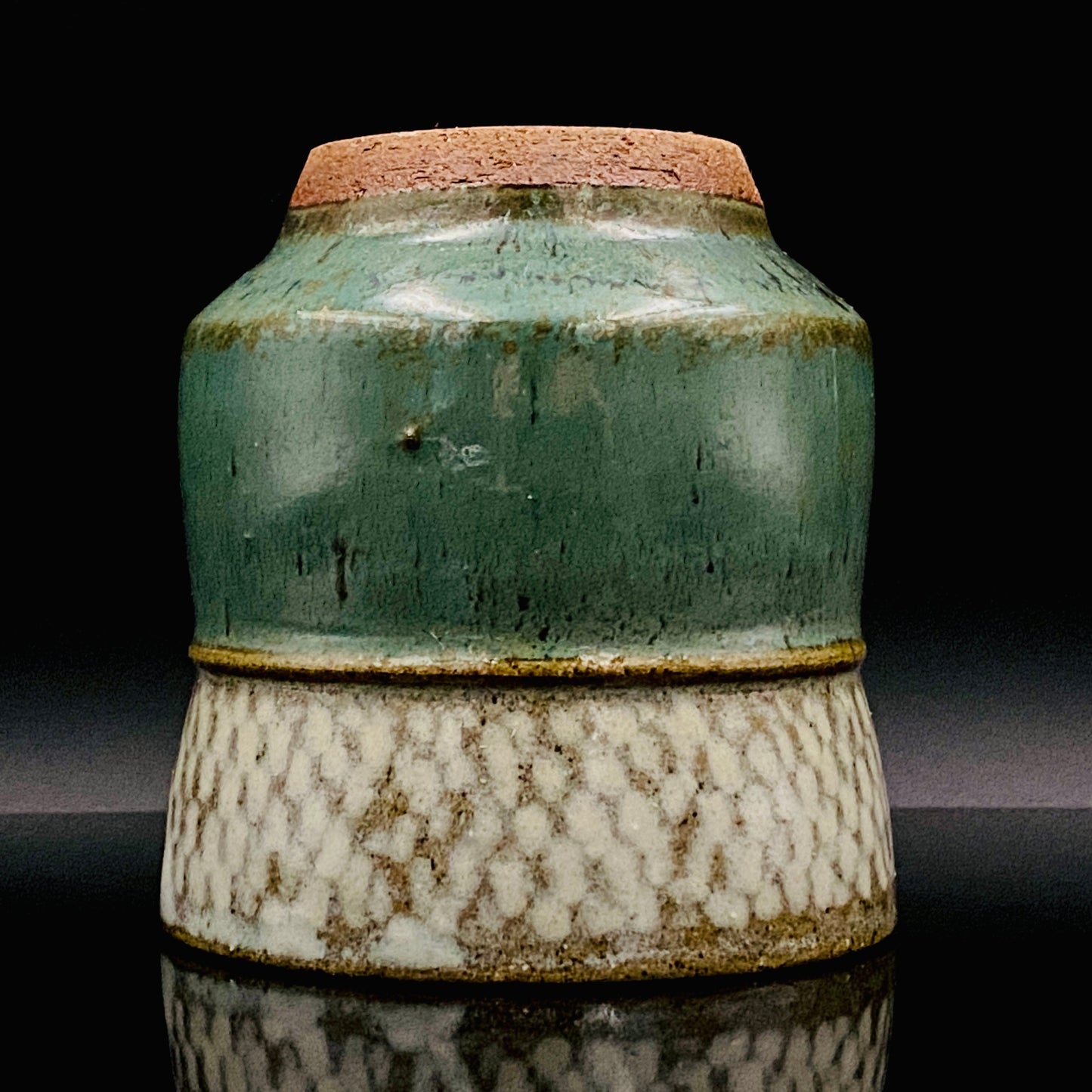 人间国宝 岛冈达三（Shimaoka Tatsuzo） 晚年杰作 绳文象嵌盐釉 夫妇汤吞 威士忌杯 两件套 #170