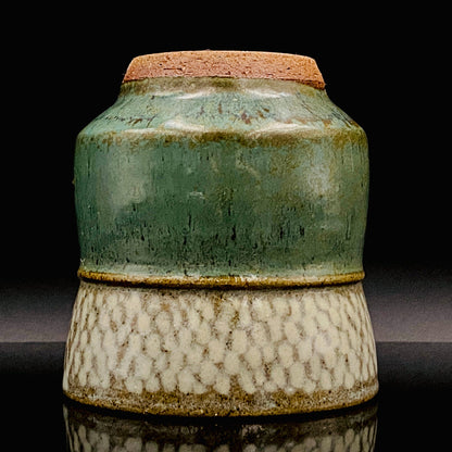 人间国宝 岛冈达三（Shimaoka Tatsuzo） 晚年杰作 绳文象嵌盐釉 夫妇汤吞 威士忌杯 两件套 #170