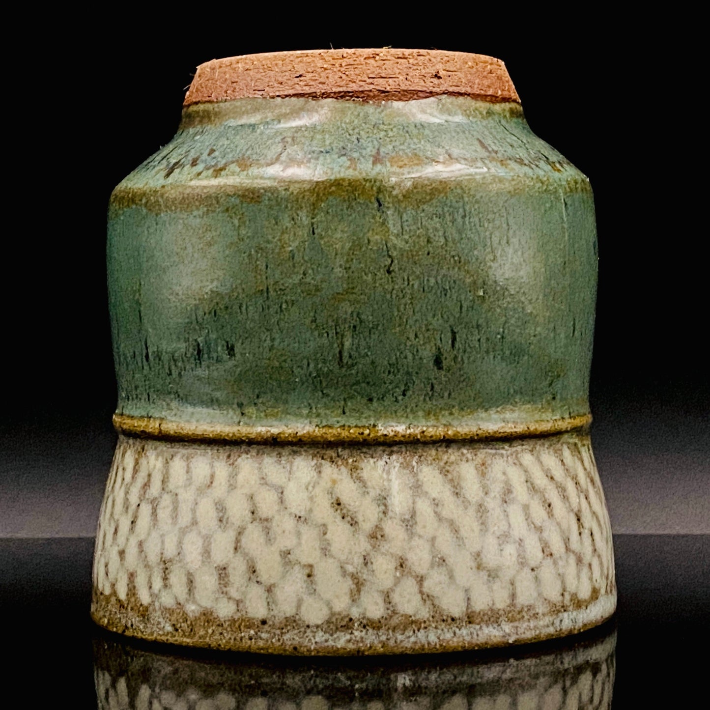 人间国宝 岛冈达三（Shimaoka Tatsuzo） 晚年杰作 绳文象嵌盐釉 夫妇汤吞 威士忌杯 两件套 #170