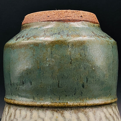 人间国宝 岛冈达三（Shimaoka Tatsuzo） 晚年杰作 绳文象嵌盐釉 夫妇汤吞 威士忌杯 两件套 #170