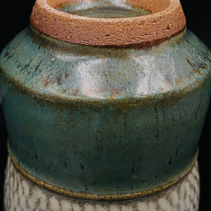 人间国宝 岛冈达三（Shimaoka Tatsuzo） 晚年杰作 绳文象嵌盐釉 夫妇汤吞 威士忌杯 两件套 #170