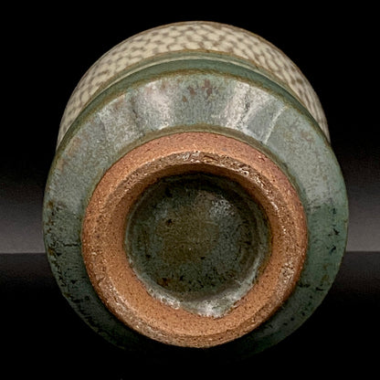 人间国宝 岛冈达三（Shimaoka Tatsuzo） 晚年杰作 绳文象嵌盐釉 夫妇汤吞 威士忌杯 两件套 #170