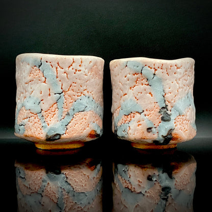 Japan Flower Vase and Tea Utensil Art Exhibition, Prize in the Minister of Education Division | Mino, Takaneyama-shita Kiln | Ichiyo Nakajima | Shino Meoto Yunomi (Pair of Teacups) | Japanese-Style Rocks Glasses #316