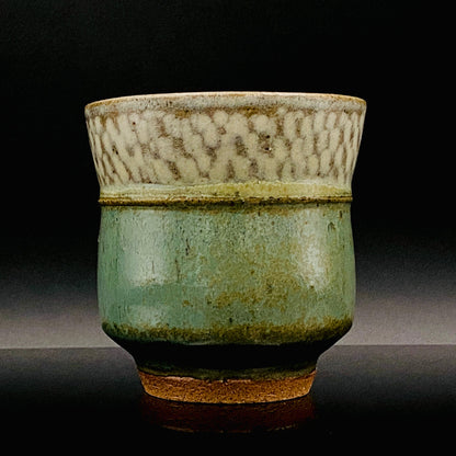 人间国宝 岛冈达三（Shimaoka Tatsuzo） 晚年杰作 绳文象嵌盐釉 夫妇汤吞 威士忌杯 两件套 #170