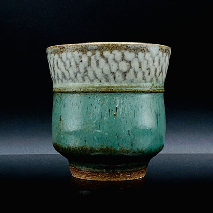 人间国宝 岛冈达三（Shimaoka Tatsuzo） 晚年杰作 绳文象嵌盐釉 夫妇汤吞 威士忌杯 两件套 #170