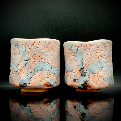 Japan Flower Vase and Tea Utensil Art Exhibition, Prize in the Minister of Education Division | Mino, Takaneyama-shita Kiln | Ichiyo Nakajima | Shino Meoto Yunomi (Pair of Teacups) | Japanese-Style Rocks Glasses #316