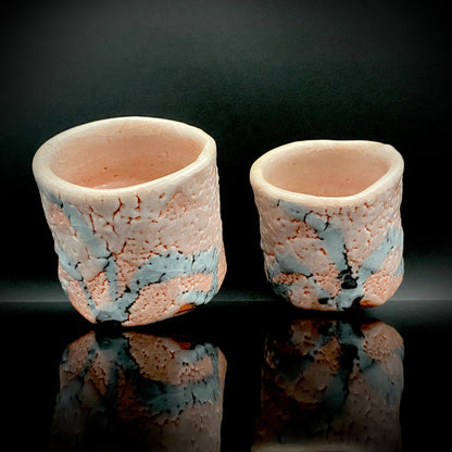 Japan Flower Vase and Tea Utensil Art Exhibition, Prize in the Minister of Education Division | Mino, Takaneyama-shita Kiln | Ichiyo Nakajima | Shino Meoto Yunomi (Pair of Teacups) | Japanese-Style Rocks Glasses #316