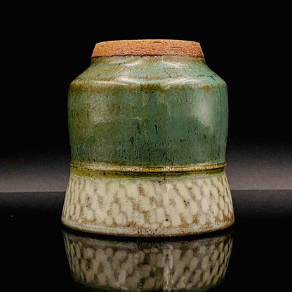 人间国宝 岛冈达三（Shimaoka Tatsuzo） 晚年杰作 绳文象嵌盐釉 夫妇汤吞 威士忌杯 两件套 #170