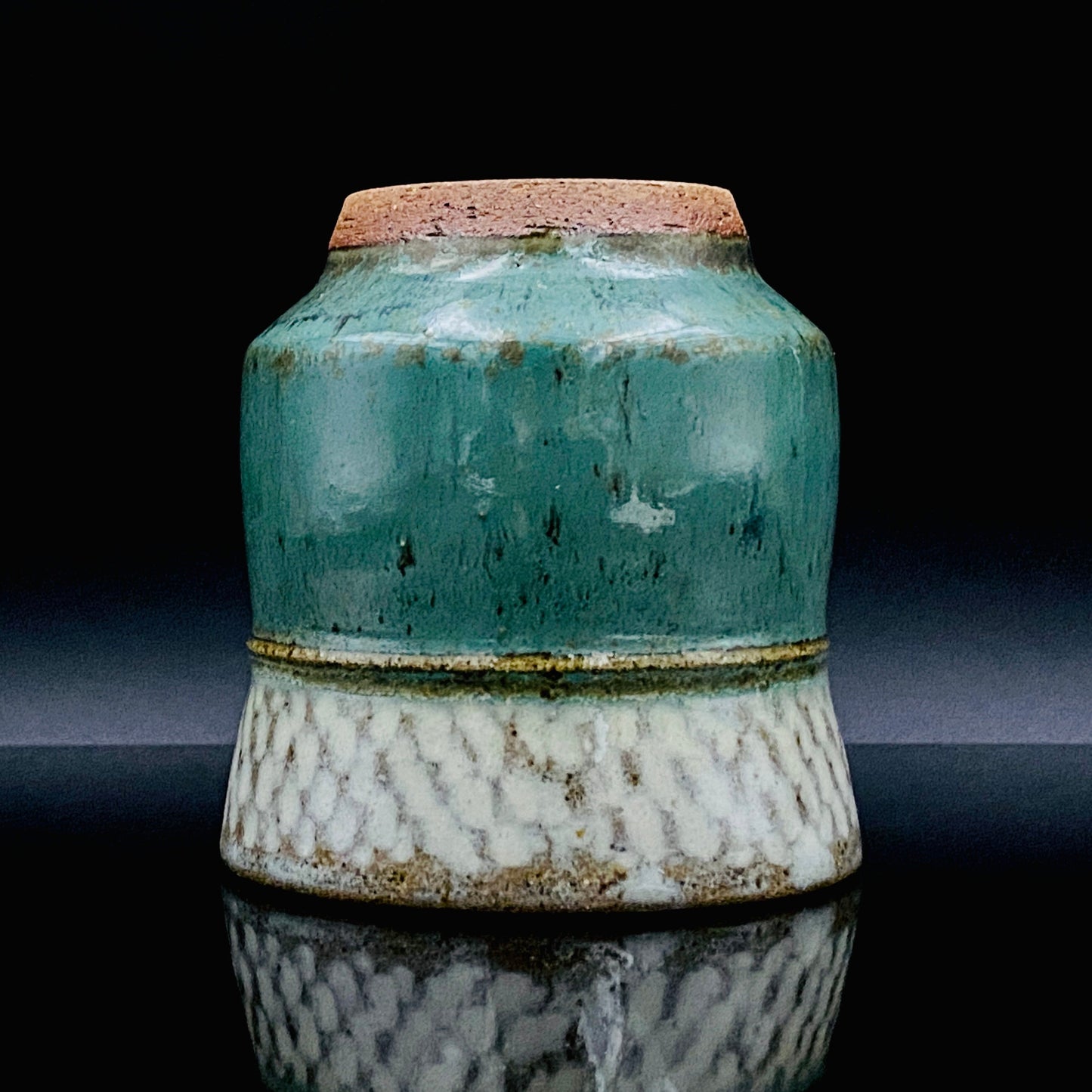 人间国宝 岛冈达三（Shimaoka Tatsuzo） 晚年杰作 绳文象嵌盐釉 夫妇汤吞 威士忌杯 两件套 #170