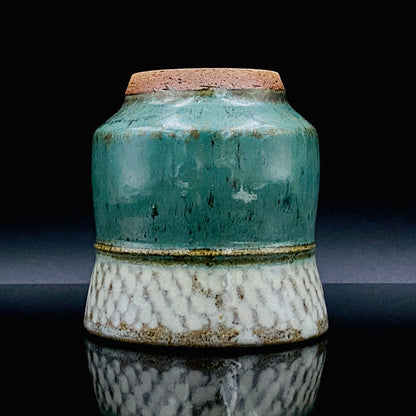 人间国宝 岛冈达三（Shimaoka Tatsuzo） 晚年杰作 绳文象嵌盐釉 夫妇汤吞 威士忌杯 两件套 #170