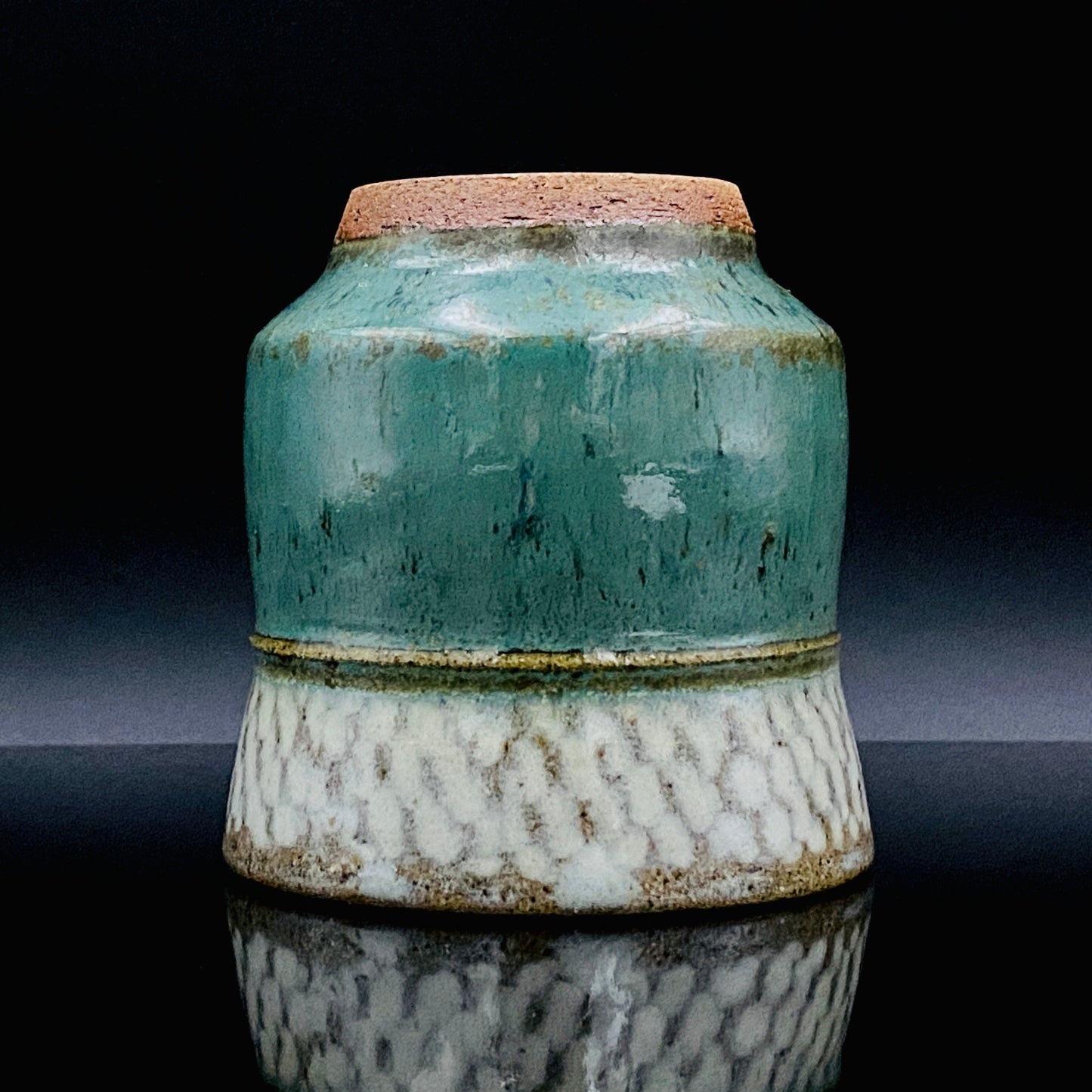 人间国宝 岛冈达三（Shimaoka Tatsuzo） 晚年杰作 绳文象嵌盐釉 夫妇汤吞 威士忌杯 两件套 #170