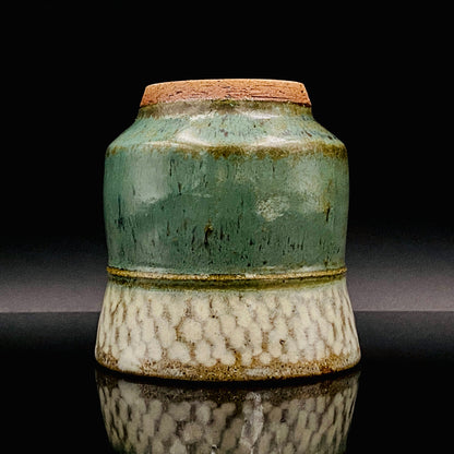 人间国宝 岛冈达三（Shimaoka Tatsuzo） 晚年杰作 绳文象嵌盐釉 夫妇汤吞 威士忌杯 两件套 #170