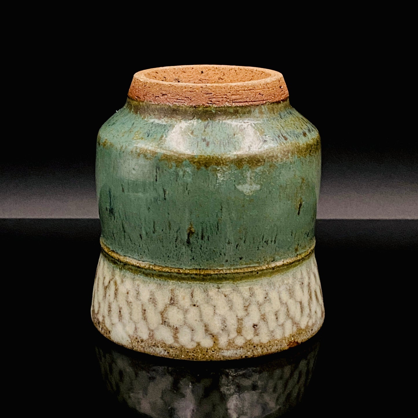 人间国宝 岛冈达三（Shimaoka Tatsuzo） 晚年杰作 绳文象嵌盐釉 夫妇汤吞 威士忌杯 两件套 #170