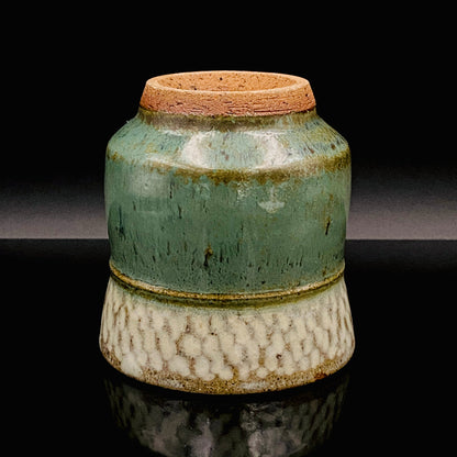 人间国宝 岛冈达三（Shimaoka Tatsuzo） 晚年杰作 绳文象嵌盐釉 夫妇汤吞 威士忌杯 两件套 #170